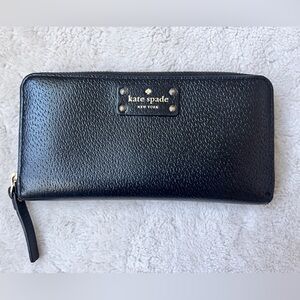 Kate Spade Black Leather Zip-Around Wallet